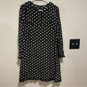 J.Crew Black and White Star Printed 100% Silk Shift Dress Size 10